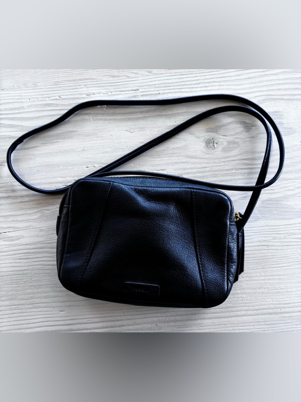 Fossil Black Leather Crossbody Bag